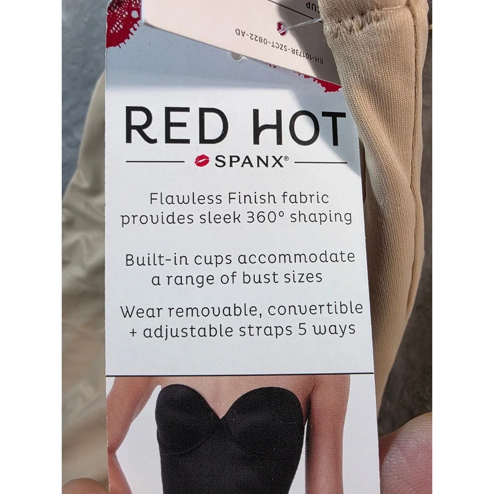 Red Hot Spanx Strapless Cupped Bodysuit Women Medium Beige Shaping Shapewear NWT